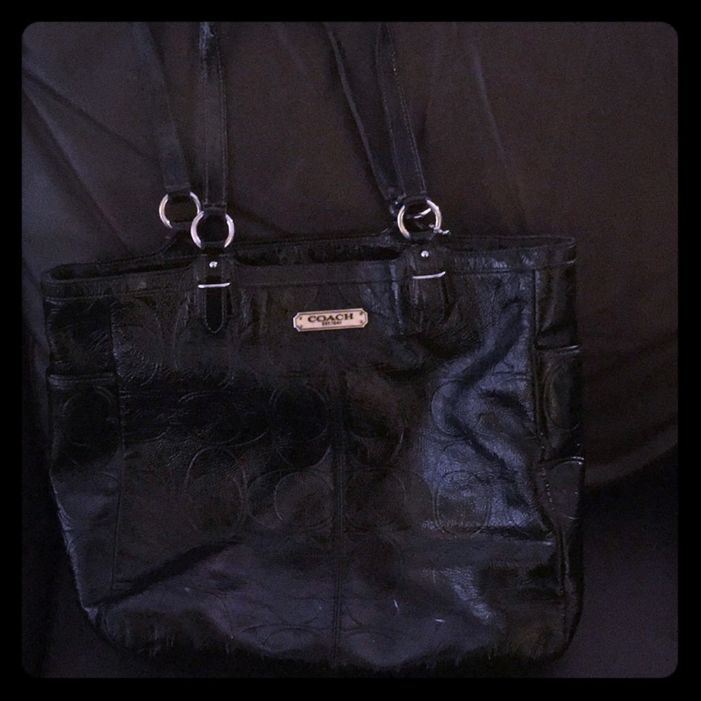 Coach patent leather signature print